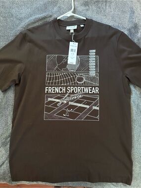 Lacoste Brown Short-Sleeve Graphic Tee - French Sportwear